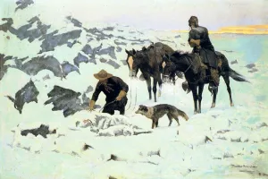 The Frozen Sheepherder also known as The Last Watch by Frederic Remington Oil Painting