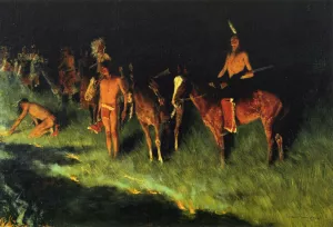 The Grass Fire by Frederic Remington - Oil Painting Reproduction