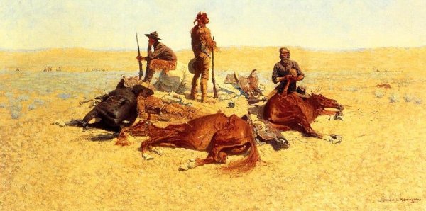 Main Product Photo of The Last Lull in the Fight also known as The Last Stand Painting by Frederic Remington