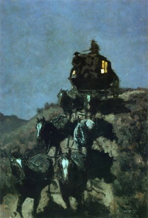 The Old Stage Coach of the Plains by Frederic Remington Oil Painting