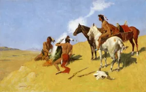 The Smoke Signal Oil painting by Frederic Remington