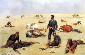 The Trooper What an Unbranded Cow Has Cost Oil painting by Frederic Remington