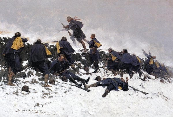 Main Product Photo of Through the Smoke Sprang the Daring Soldier Painting by Frederic Remington