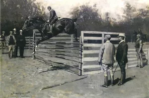 Transport: The First Horse in America to Jump Six Feet painting by Frederic Remington