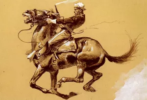 Ugly [Oh The Wild Charge He Made] by Frederic Remington - Oil Painting Reproduction