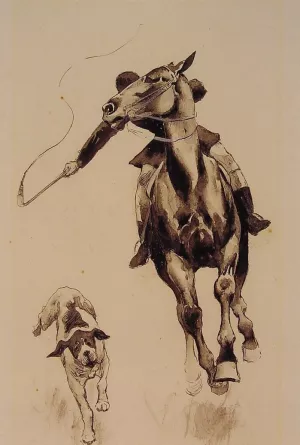 Whipping in a Straggler painting by Frederic Remington