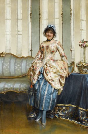 An Elegant Maid by Frederic Soulacroix Oil Painting