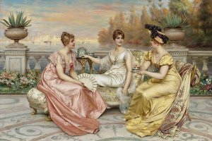 Tea On The Terrace by Frederic Soulacroix Oil Painting