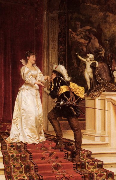 The Cavalier's Kiss by Frederic Soulacroix - Hand-Painted Oil Painting Reproduction
