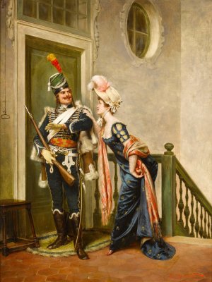 The Gallant Officer by Frederic Soulacroix Oil Painting