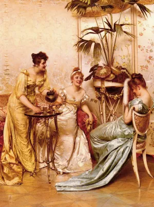 The Tea Party by Frederic Soulacroix - Oil Painting Reproduction