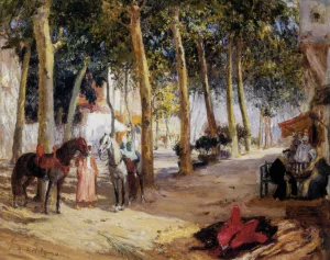 A Shady Street by Frederick Arthur Bridgman - Oil Painting Reproduction