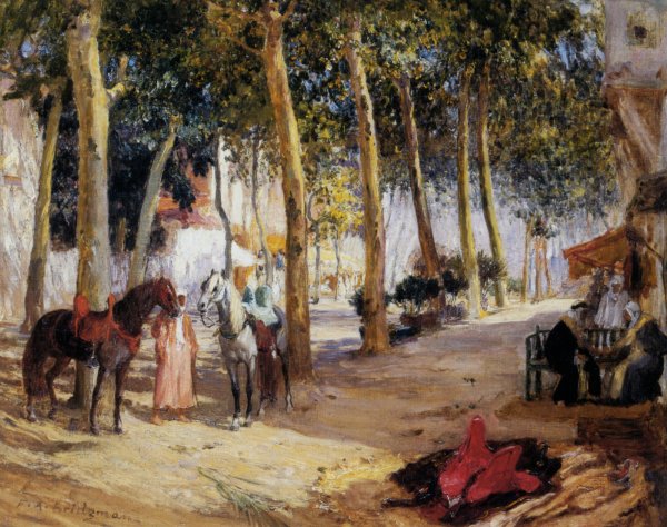 Main Product Photo of A Shady Street Painting by Frederick Arthur Bridgman