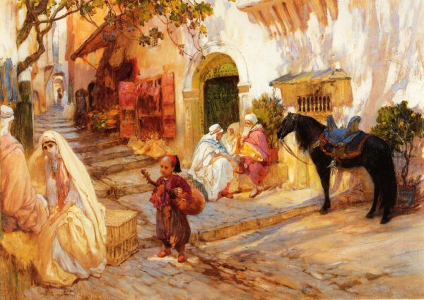 Main Product Photo of A Street in Algeria Painting by Frederick Arthur Bridgman