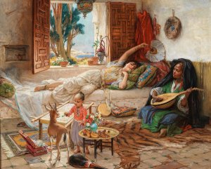 An Afternoon in Algiers by Frederick Arthur Bridgman Oil Painting
