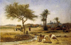 An Arab Village by Frederick Arthur Bridgman - Oil Painting Reproduction