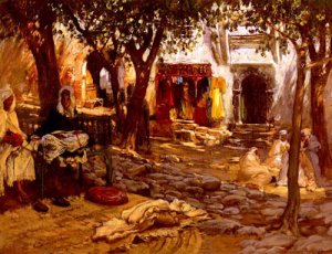 An Eastern Courtyard by Frederick Arthur Bridgman Oil Painting