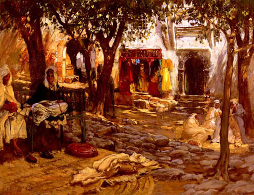 Main Product Photo of An Eastern Courtyard Painting by Frederick Arthur Bridgman