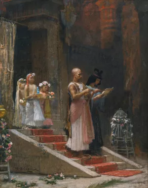 An Egyptian Procession by Frederick Arthur Bridgman Oil Painting