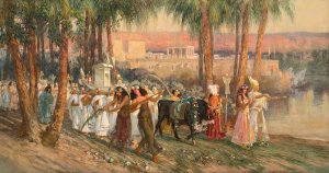An Egyptian Procession by Frederick Arthur Bridgman Oil Painting