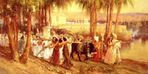 An Egyptian Procession by Frederick Arthur Bridgman - Oil Painting Reproduction