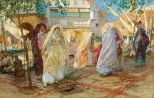 Apres La Fete;-Port D'alger  by Frederick Arthur Bridgman Oil Painting