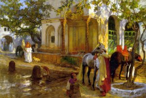 At The Fountain by Frederick Arthur Bridgman Oil Painting