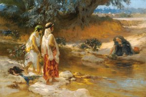 At The Water's Edge by Frederick Arthur Bridgman Oil Painting