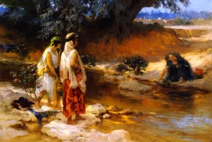 At the Water's Edge by Frederick Arthur Bridgman Oil Painting
