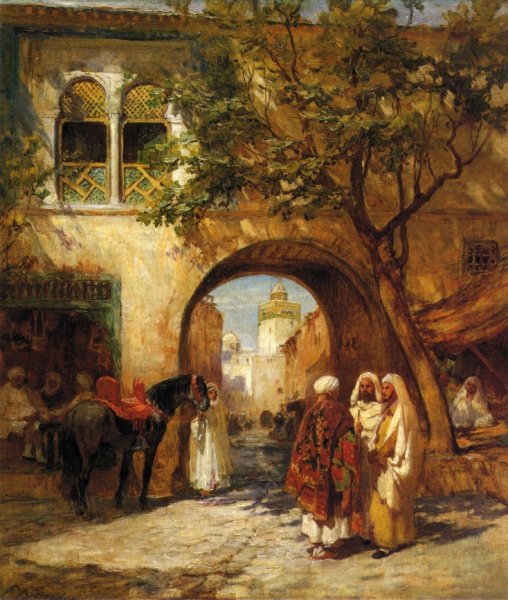 By the City Gate by Frederick Arthur Bridgman - Hand-Painted Oil Painting Reproduction