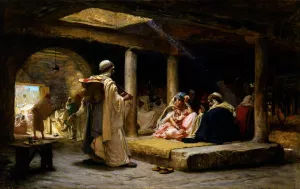 Cafe at Biskra, Algeria by Frederick Arthur Bridgman Oil Painting