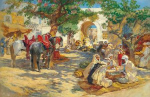 Chess Players, Biskra by Frederick Arthur Bridgman Oil Painting
