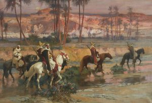 Fording the Stream, Algeria by Frederick Arthur Bridgman Oil Painting