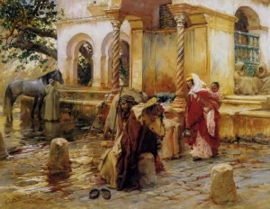 Fountain of Borkadem by Frederick Arthur Bridgman - Oil Painting Reproduction