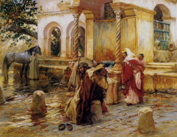 Main Product Photo of Fountain of Borkadem Painting by Frederick Arthur Bridgman