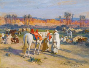 Halt In The Desert by Frederick Arthur Bridgman Oil Painting