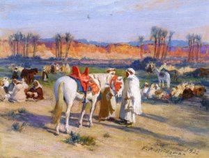 Halt in the Desert by Frederick Arthur Bridgman Oil Painting