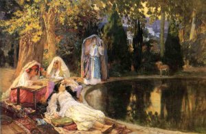 In the Garden at Mustapha Oil painting by Frederick Arthur Bridgman