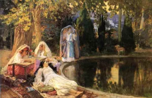 In the Garden at Mustapha by Frederick Arthur Bridgman - Oil Painting Reproduction