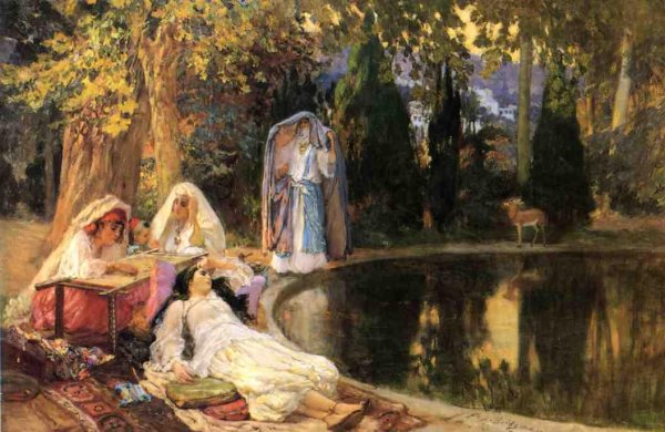 In the Garden at Mustapha by Frederick Arthur Bridgman - Hand-Painted Oil Painting Reproduction