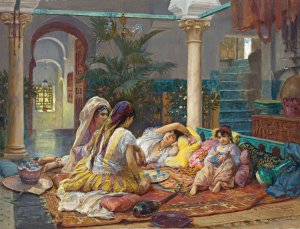 In The Harem by Frederick Arthur Bridgman Oil Painting