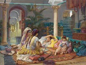 In The Harem by Frederick Arthur Bridgman Oil Painting