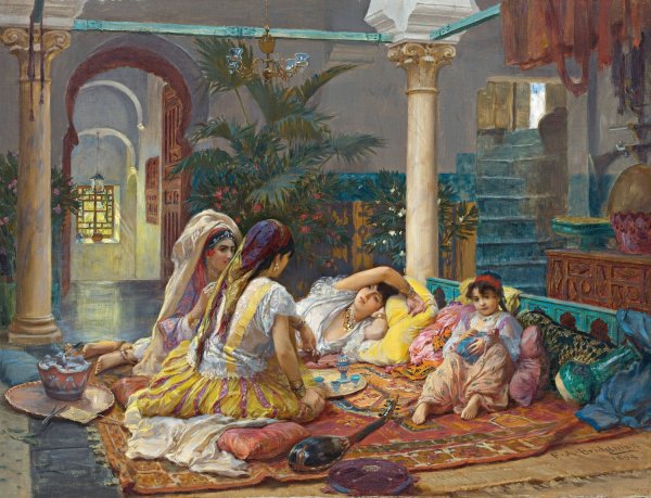 In The Harem  by Frederick Arthur Bridgman - Hand-Painted Oil Painting Reproduction