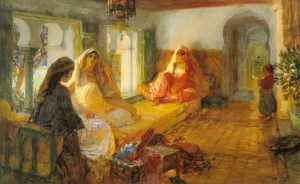 In The Seraglio by Frederick Arthur Bridgman - Oil Painting Reproduction