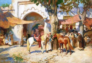 In the Souk II by Frederick Arthur Bridgman Oil Painting