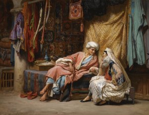In The Souk, Tunis by Frederick Arthur Bridgman Oil Painting