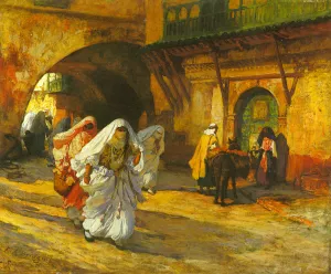 In the Souk painting by Frederick Arthur Bridgman
