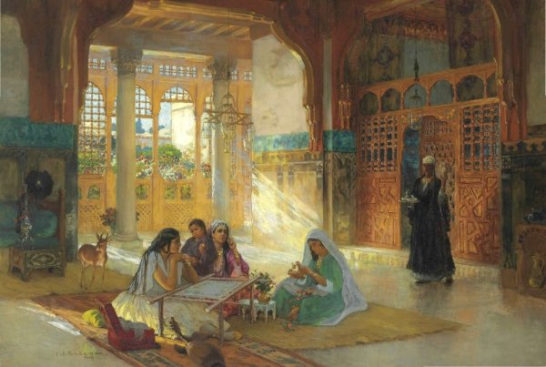 Main Product Photo of Interior of an Arab Palace Painting by Frederick Arthur Bridgman
