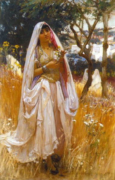 La Jeune Mauresque by Frederick Arthur Bridgman - Hand-Painted Oil Painting Reproduction