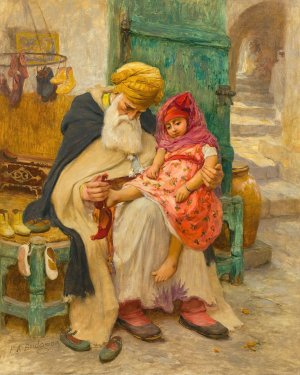 Les babouches by Frederick Arthur Bridgman Oil Painting